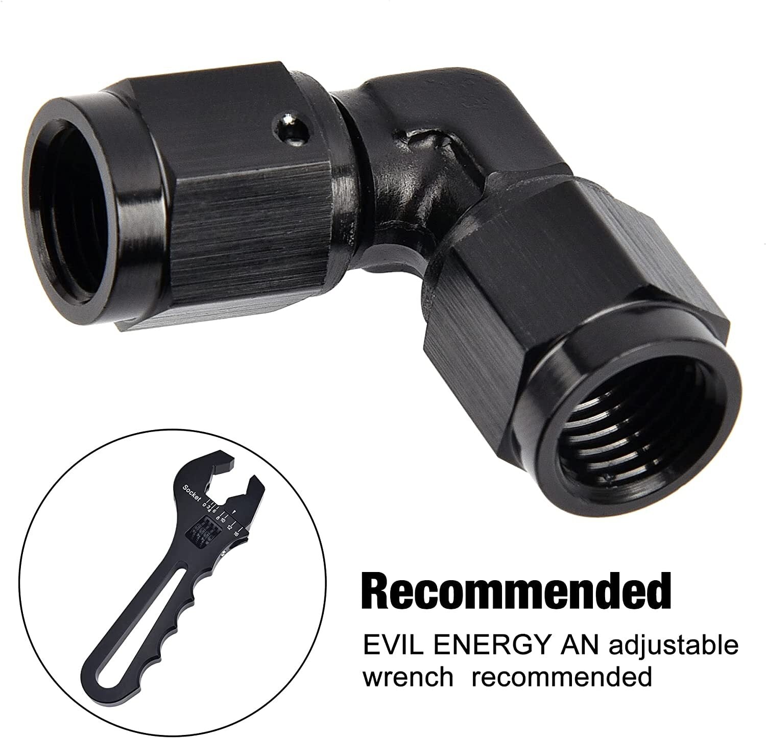 6AN female to 6AN female 90-degree rotary coupler connector adapter aluminum