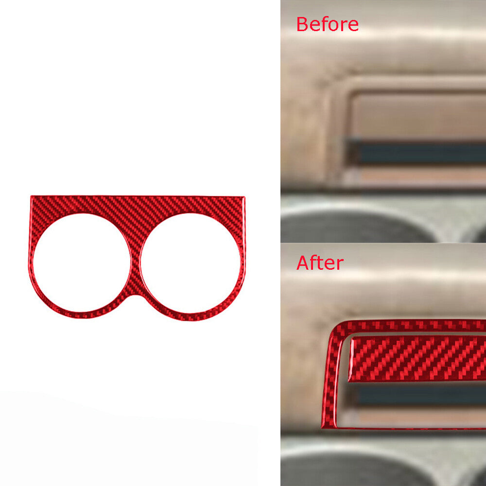 Red Carbon Fiber Rear Watercup Cupholder Panel Trim Cover for Ford F150 2004-08