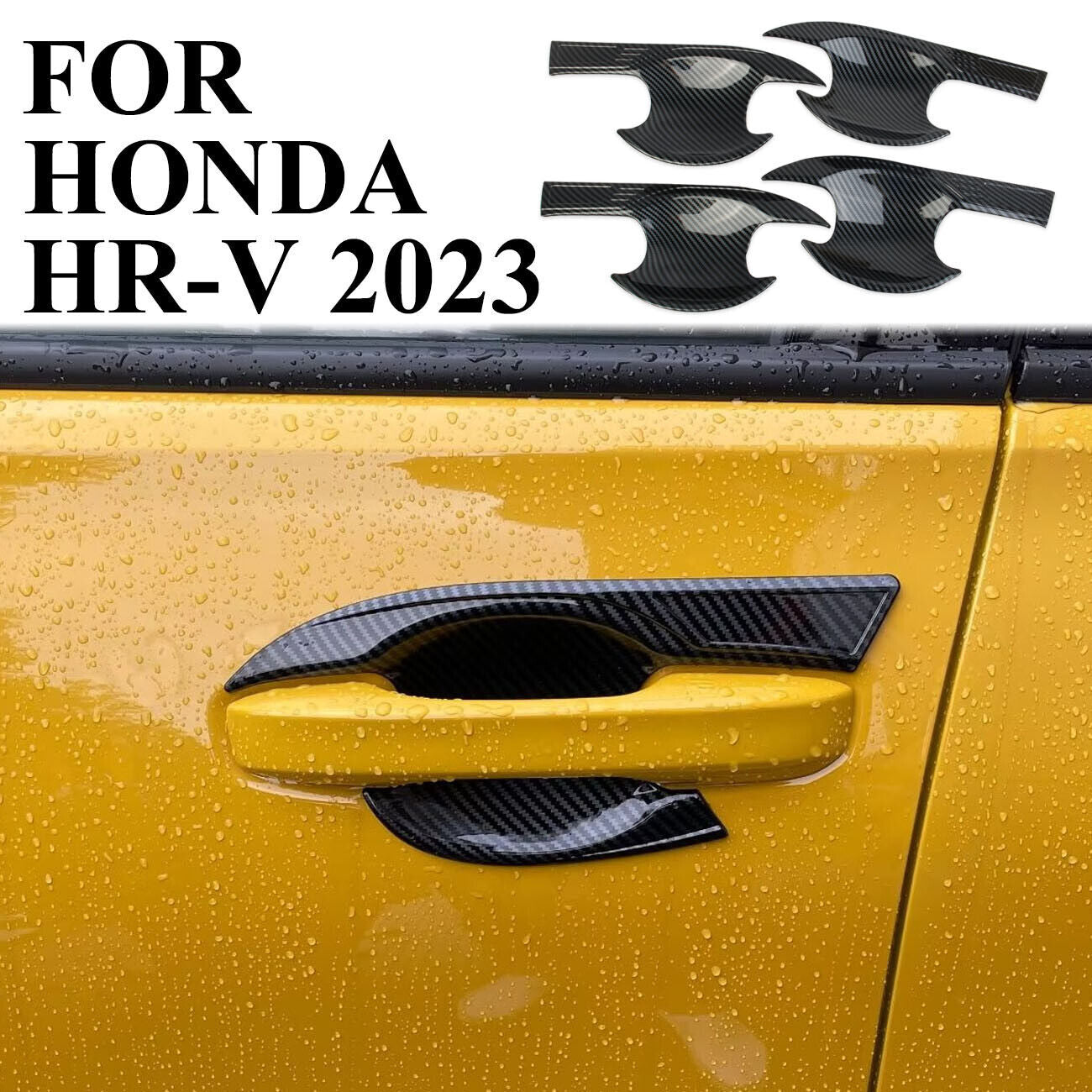 ?4X Carbon Fiber Outer door Handles Bowl Cover Trim for Honda HR-V HRV 2023-2024
