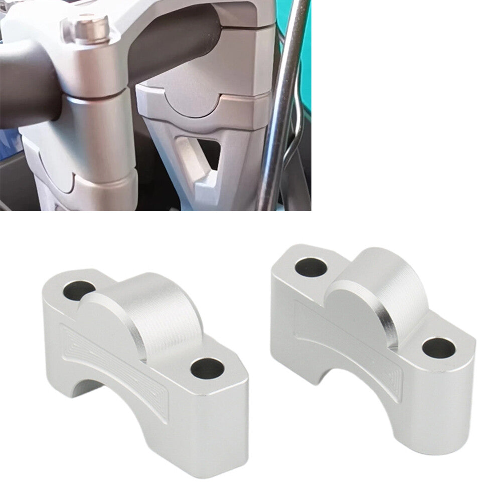 CNC Handlebar Raiser Clamp Extend Mount Silver For Tiger Sport 660 2022 2023-24