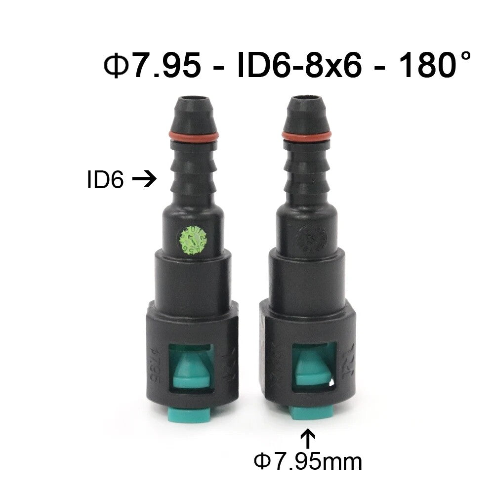 7.95 mm ID6 8x6 180¡ã 2-Piece Fuel Line Hose Quick Release Female Connector
