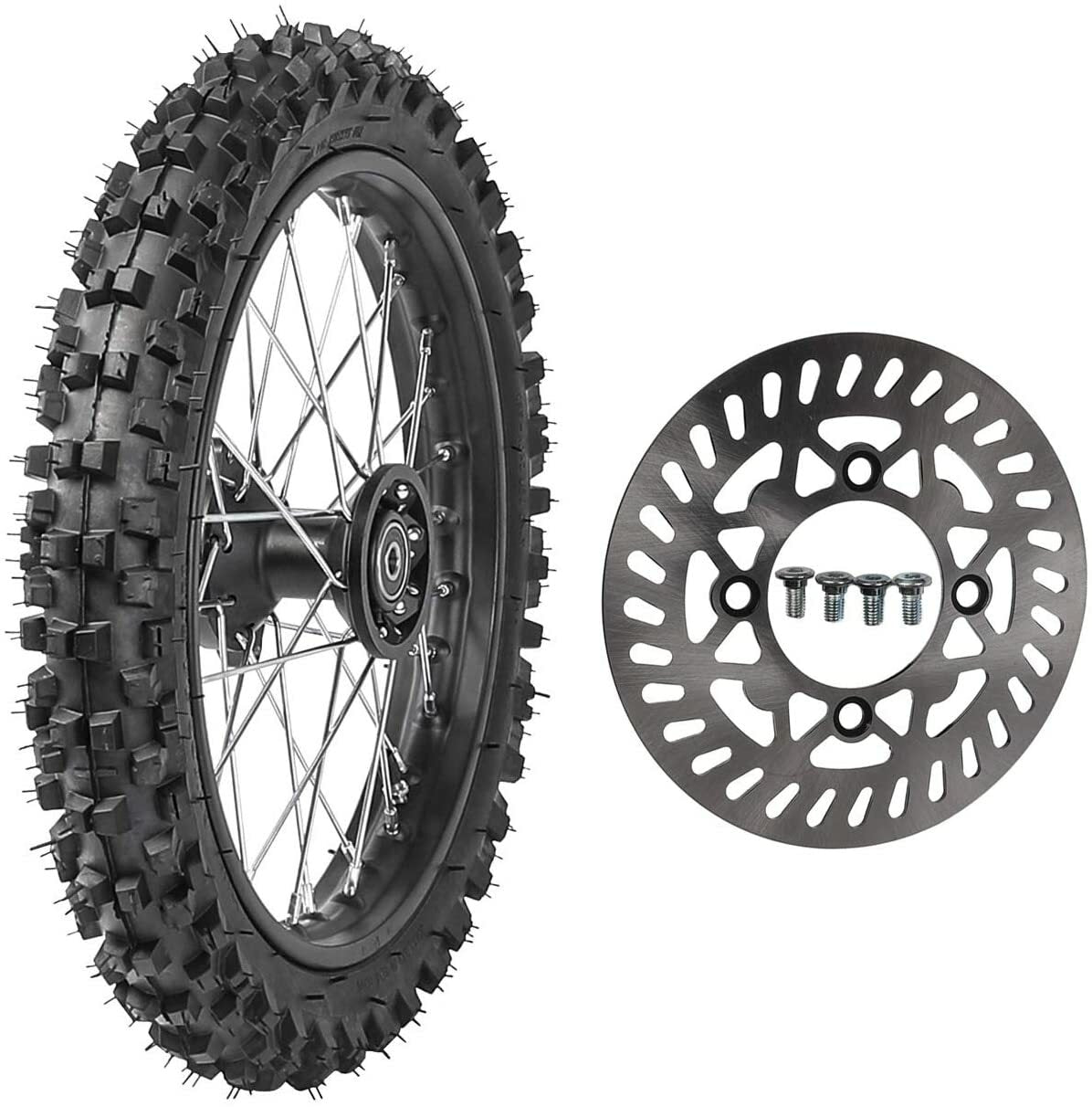12mm 60/100-14 front tire, 1.4x14 rim, rotor suitable for Taodaokeng bicycles 110cc and 125cc.