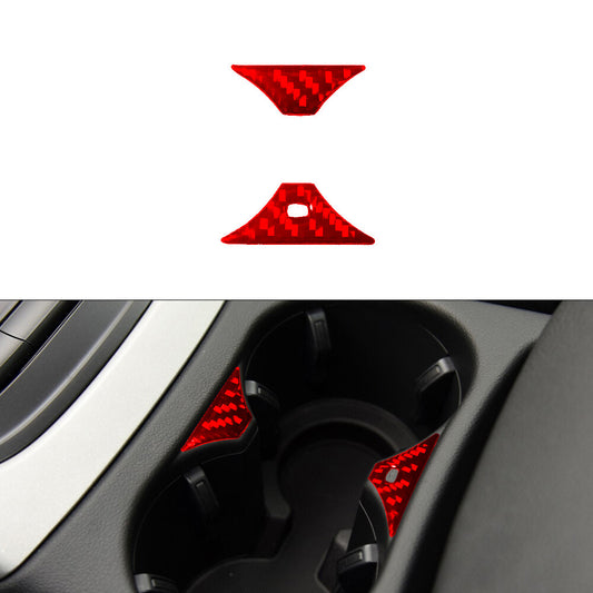 for Audi Q5 2009-2017 Red 2Pcs Center Cup Frame Trim Cover Decor Carbon Fiber