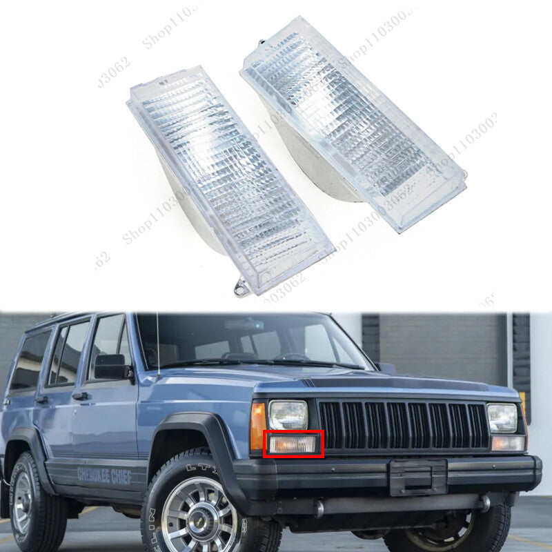 1Pair Front Bumper Fog Light Running Lamp for Jeep Cherokee Base 1984-93 No Bulb