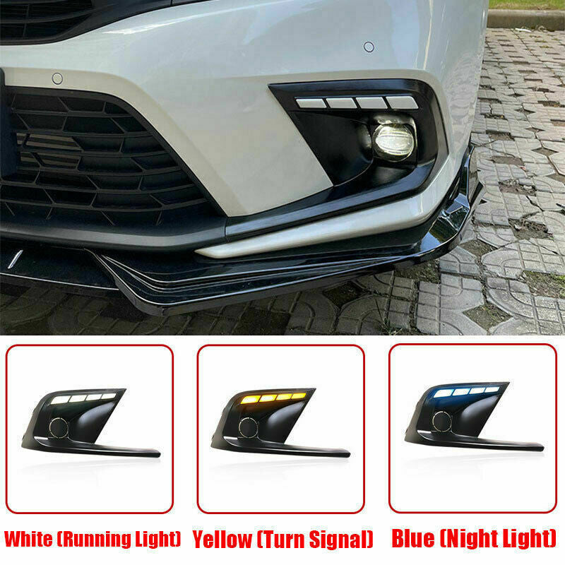 for Honda for Civic 2022-2023 DRL LED Daytime Running light+ Fog Lamps W/Turn Signal