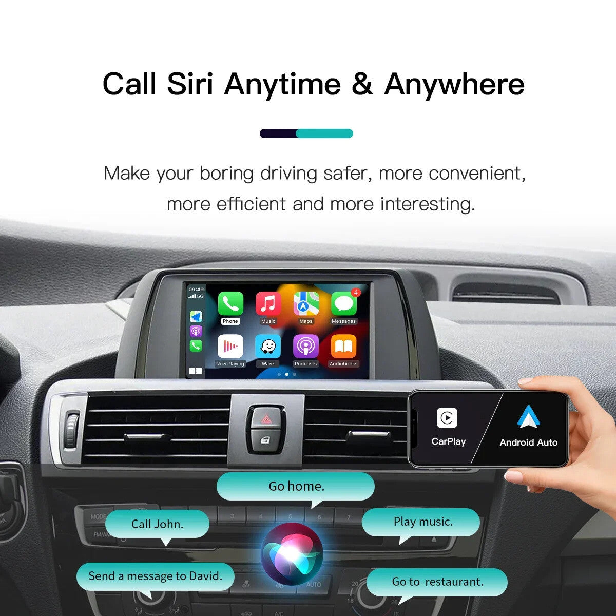 for BMW NBT 1 2 3 4 5 Series F10 X1 X3 F25 F26 F48 Wireless CarPlay Android Auto