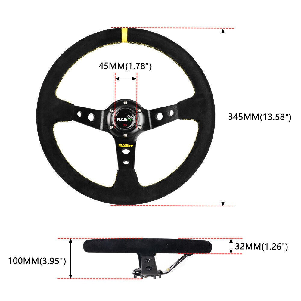 14IN Steering Wheel+Quick Release+Hub Adapter for Honda for Civic CRX 1986-1991