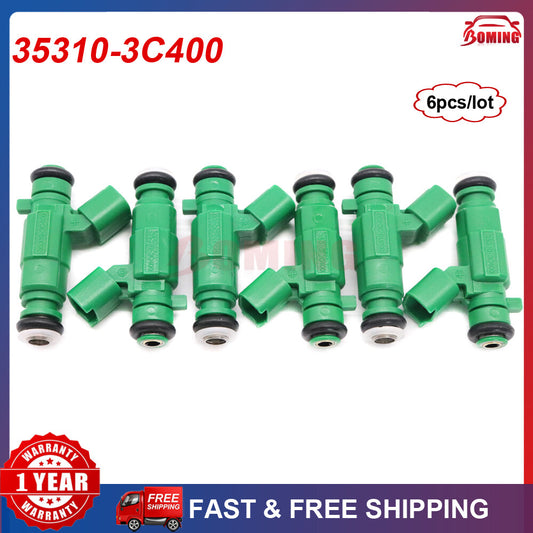 6-pack of 35310-3C400 fuel injectors for Hyundai Santa Fe and for Kia Sorento 3.5L (2010-2013)