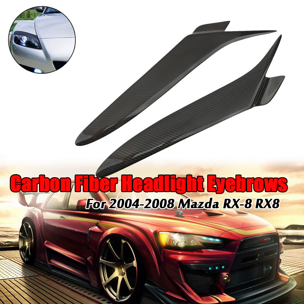 Carbon fiber for car eyebrows, eyelids, and headlight covers, suitable for Mazda RX-8 Coupe 2004-2008.