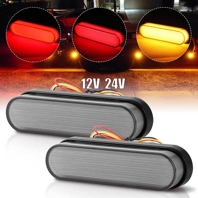 2X Amber+Red Motorcycle Rear Brake Stop Tail Light LED Turn Signals Universal