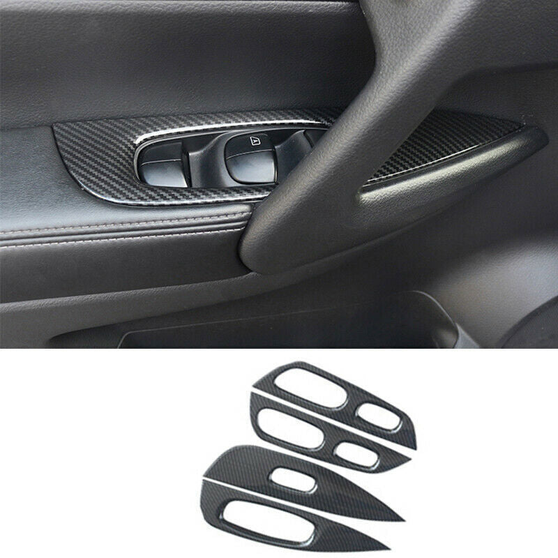 for Nissan Rogue Sport 17-22 Carbon Fiber Window Lock Lift Switch Panel Trim 4P