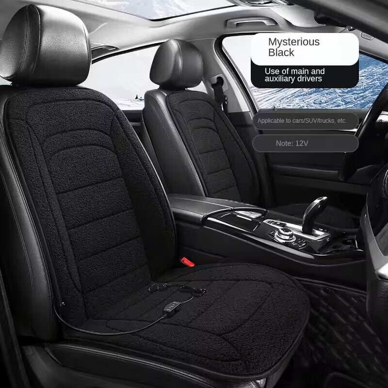 2Pcs Heated Car for Seat Cover Cushion Winter Warmer Heating Pad Accessories Black
