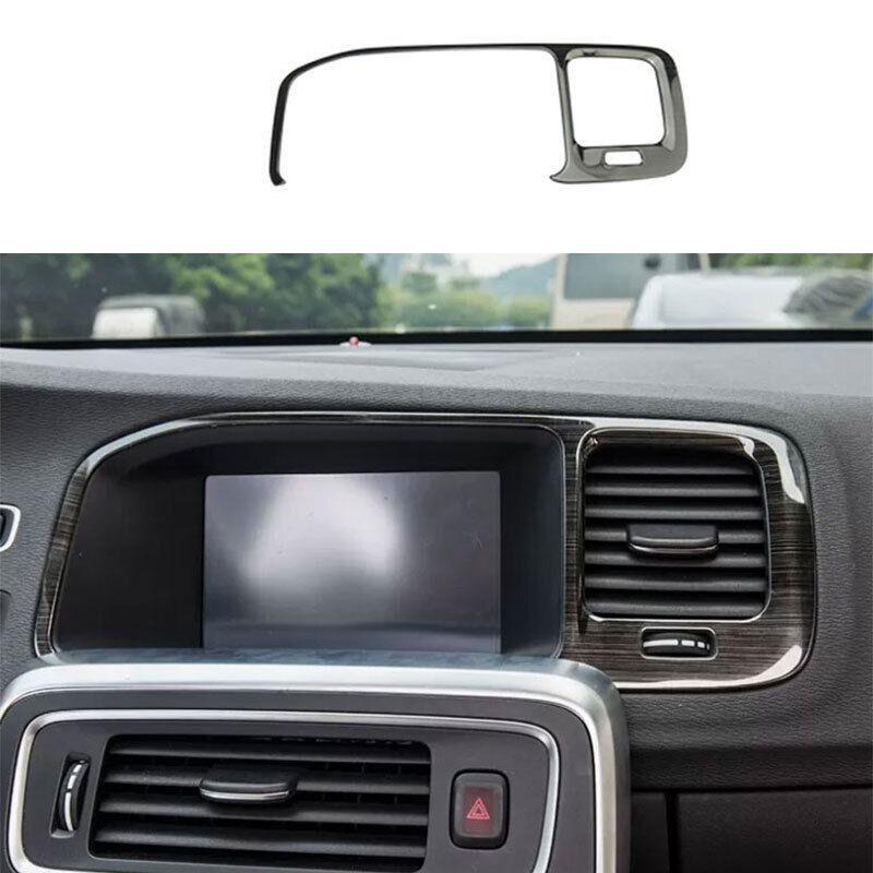 for Volvo S60 2011-2018 Black Titanium GPS Navigation Panel Frame Covers Trim