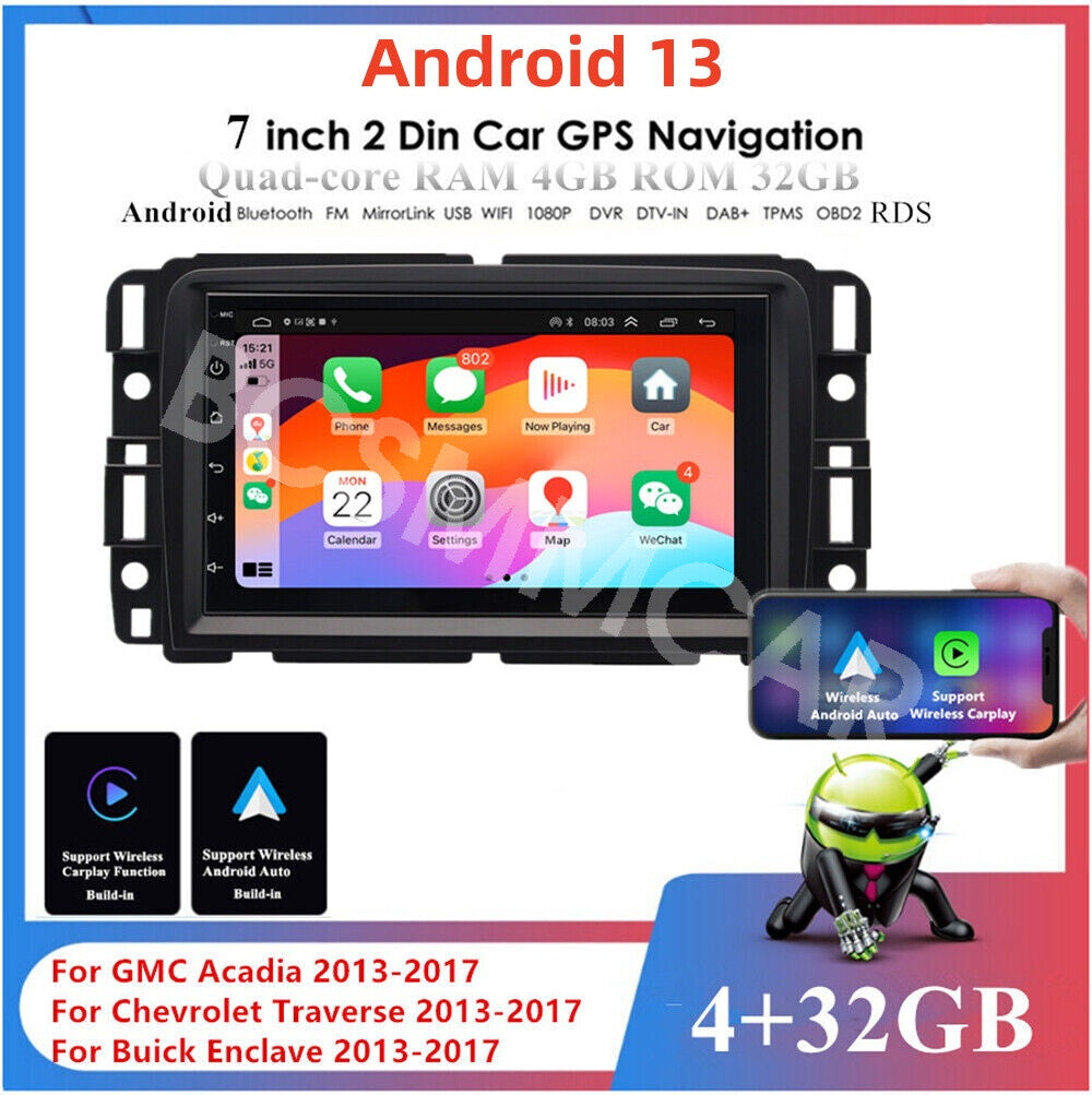 2Din Car Video Player Bluetooth DVR W/Cam Fit for Chevrolet Traverse 2013-2017