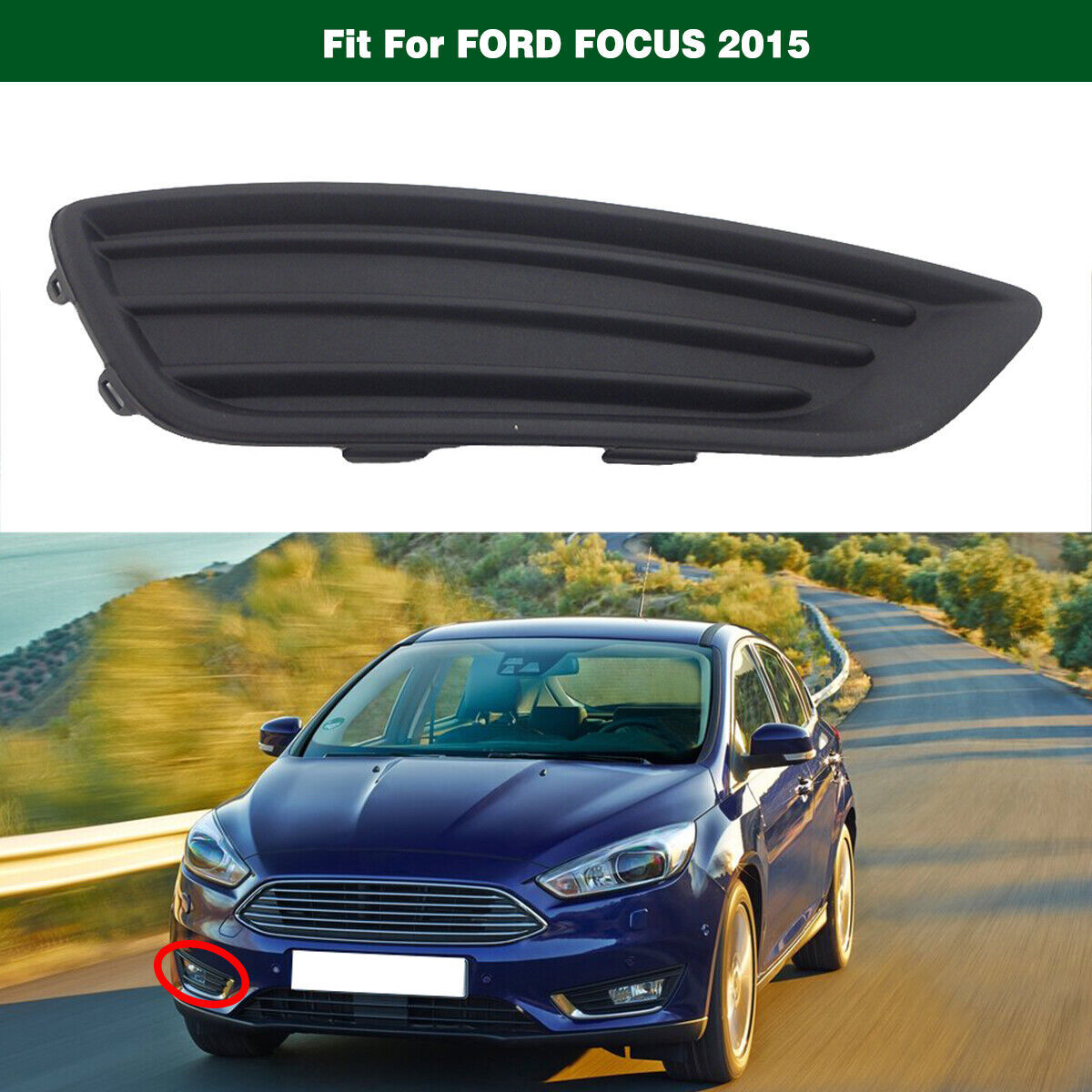 Skin Line Right Fog Lamp Light Bezel Outer Grille Cover for Ford Focus 2015 2016