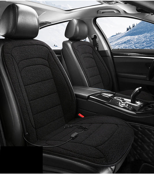 2Pcs Heated Car for Seat Cover Cushion Winter Warmer Heating Pad Accessories Black