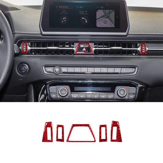 5Pcs Red Carbon Fiber Air Vent Outlet Kit Cover Trim for Toyota Supra 2019-2022