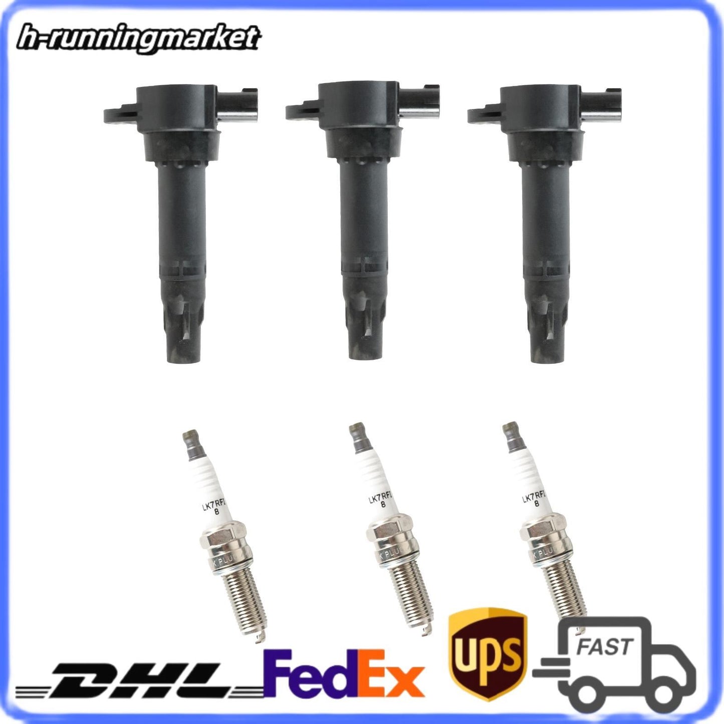 3pcs Ignition Coils+ 3pcs Iridium Spark Plug for 2005-15 for Smart Fortwo 1.0L 0.8L