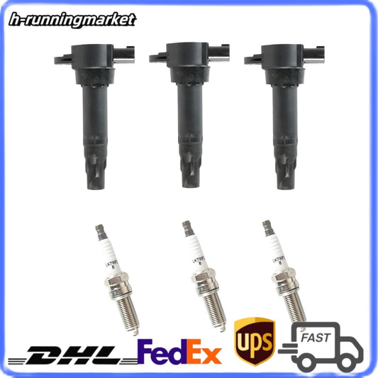 3pcs Ignition Coils+ 3pcs Iridium Spark Plug for 2005-15 for Smart Fortwo 1.0L 0.8L