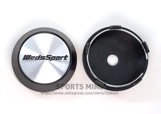 4x60mm WedsSport logo badge wheel center cap hubcap badge silver TE37 rims