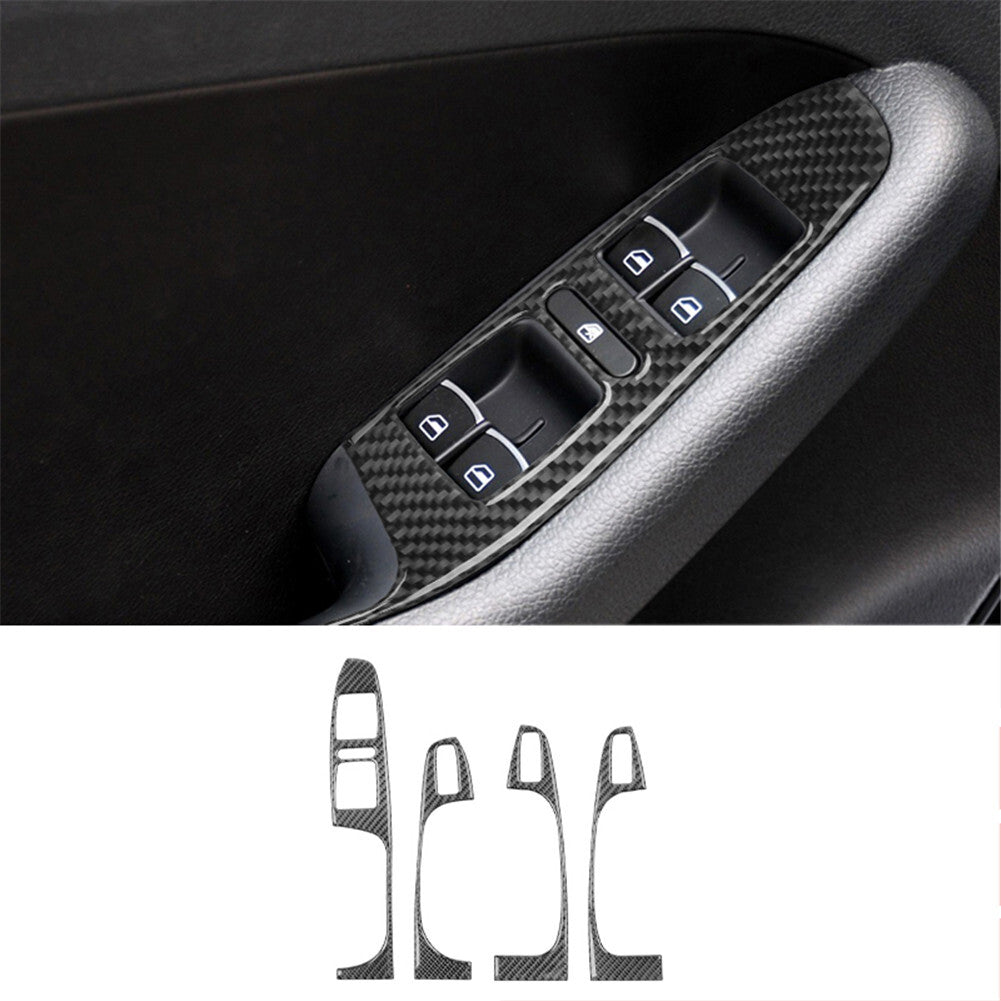 4Pcs Carbon Fiber Window Control Cover Trim for Volkswagen for Jetta Sedan 2011-2014