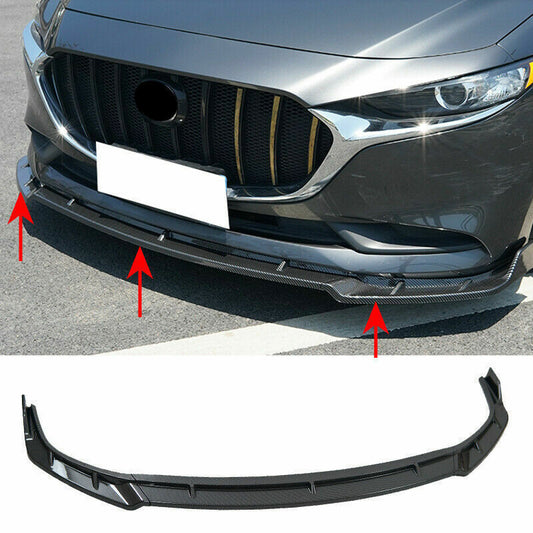 for Mazda 3 Axela 2019-23 Carbon Fiber ABS Front Bumper Lip Chin Spoiler Cover3