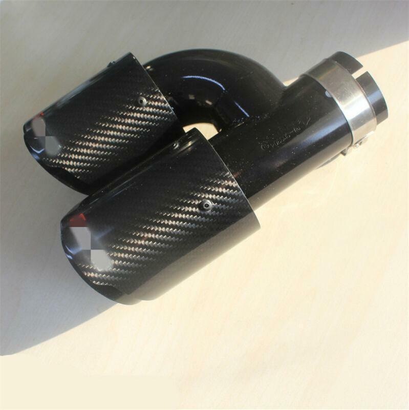 2x Polished Car Exhaust Muffler Tip Pipe 2.5 Inlet h Style Black Carbon Steel