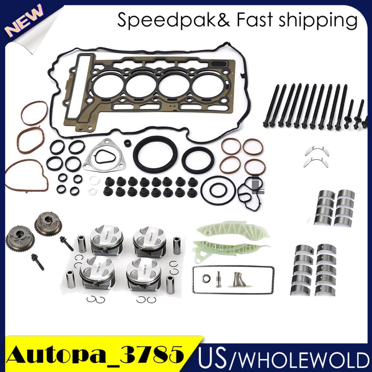 N12 N16 1.6L Engine Rebuild Kit - PISTON RING Head Bolts Bearings Set for BMW