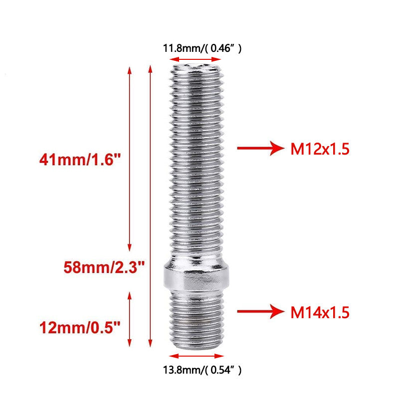 20x Extended Wheel Stud Converter Lug Bolt Screw Adapter Kit M141.5 to M12x1.5