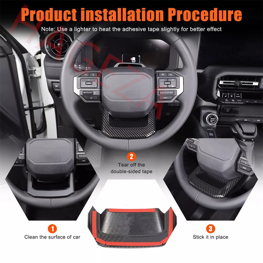 Carbon Fiber ABS Steering Wheel Bottom Cover For Toyot@ for Land Cruiser LC250 2024+