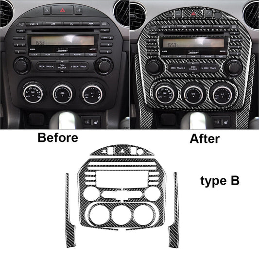 6Pcs Carbon Fiber Interior Central Console Cover Trim for Mazda MX-5 Miata TypeB