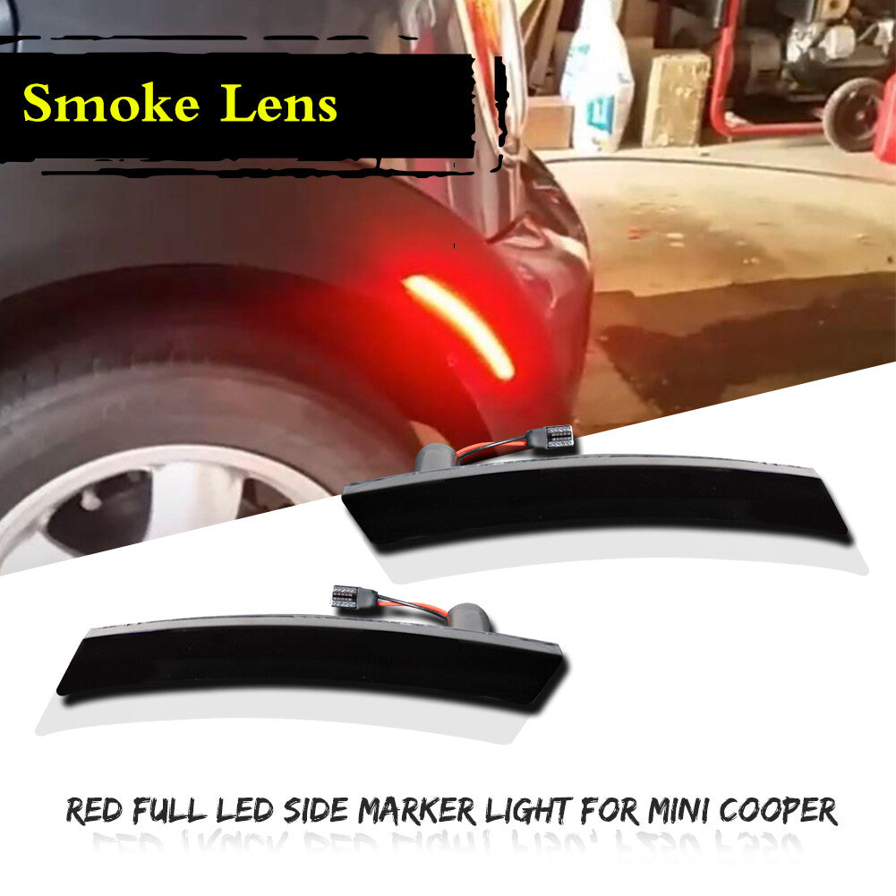 Two smoked red LED side marker lights for Mini Cooper R50 R52 R53 02-08