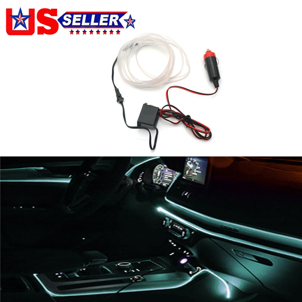 Car Interior LED Neon Light Decor Atmosphere EL Wire String Strip Lamp White 12V