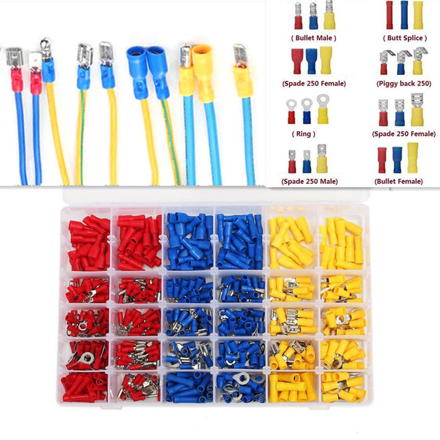 Auto Wire Electrical Crimp Terminals Insulated Terminator Spade Butt Connectors
