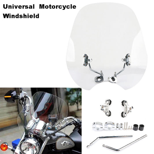 Universal Fit 7/8'' 1' Handlebar Windshield 46cm x 43cm Clear