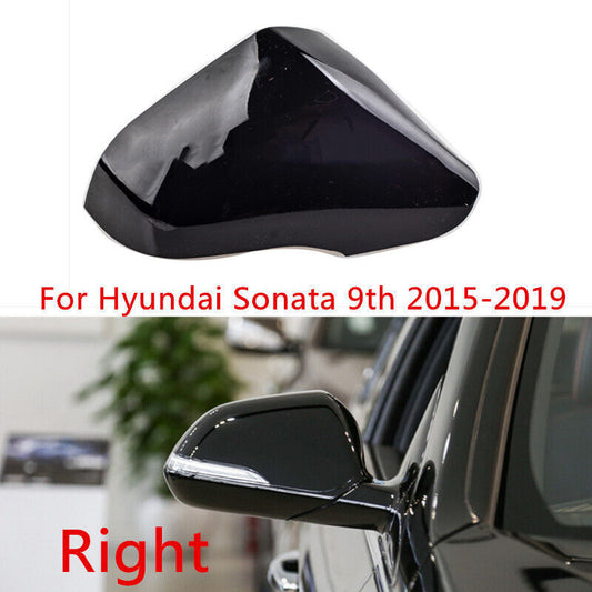 Black RH Rearview Door Mirror Cap Shell Cover for Hyundai Sonata 9th 2015-2019