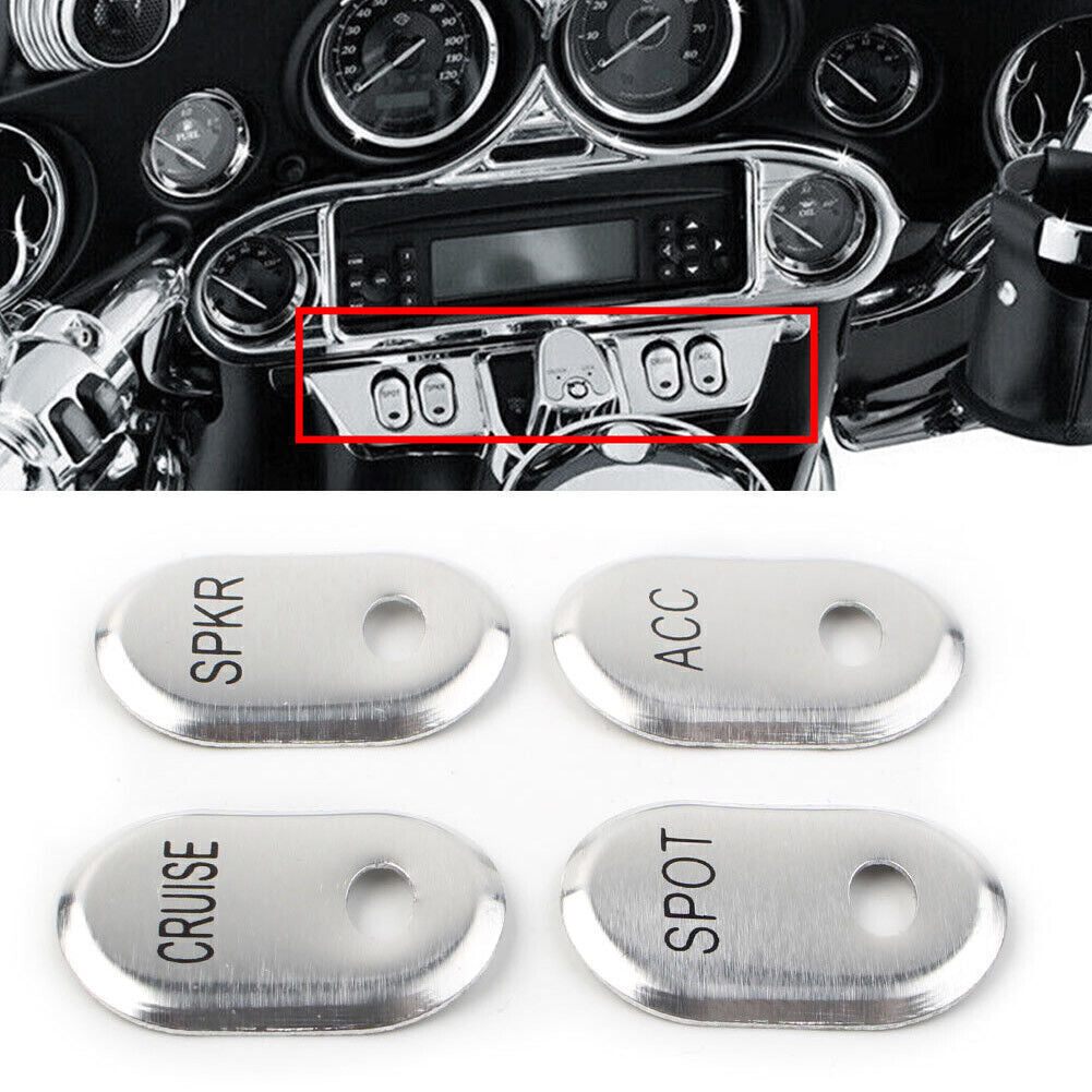 Chrome Brushed Panel Switch Covers Fit for Harley Touring Electra Glide Road Glide