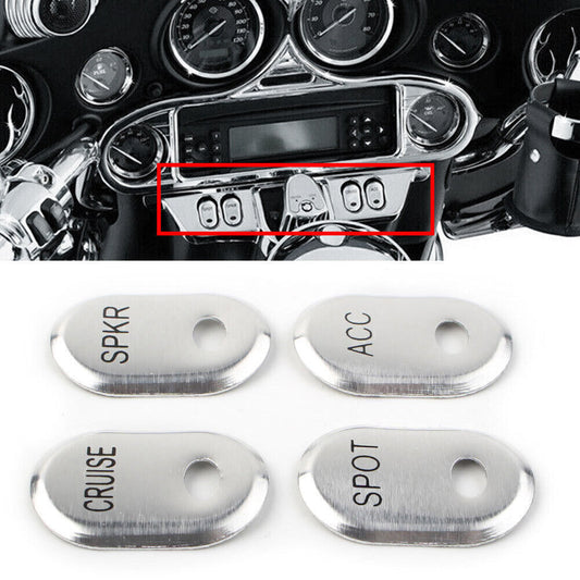 Chrome Brushed Panel Switch Covers Fit for Harley Touring Electra Glide Road Glide