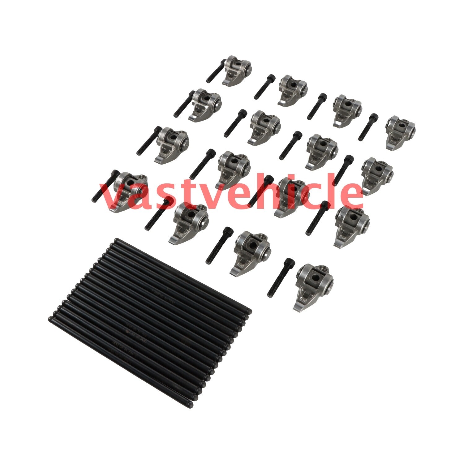 For 4.8L 5.3L 5.7L 6.0L LS2 LS6 LS1 Rocker Arms  Trunion Pushrods Kit Installed
