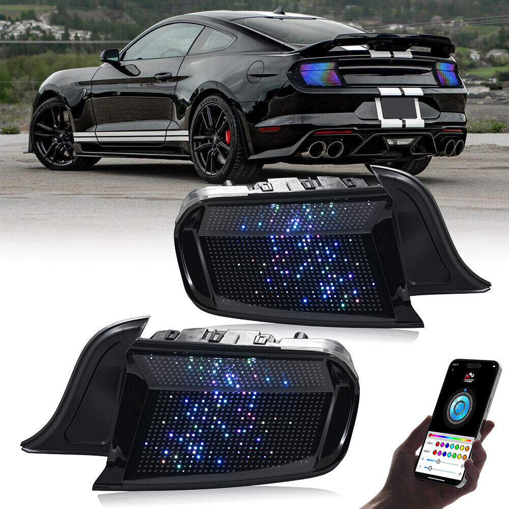 A pair of RGB LED taillights for the for Ford for Mustang 2015-2023 rearlight assembly smoke gift