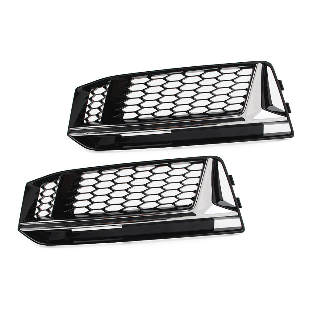 Front Bumper Fog Light Grille Cover Honeycomb for Audi A4 B9 S-Line S4 16-18 cl