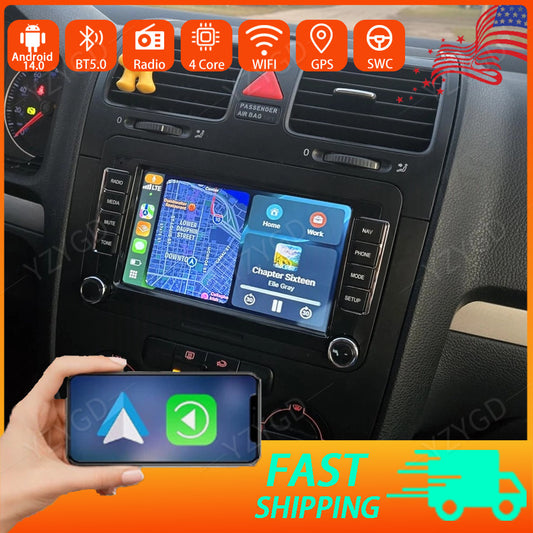 for VW for Volkswagen for Golf / for Tiguan 7 Car Stereo Radio GPS Apple Carplay Android 14