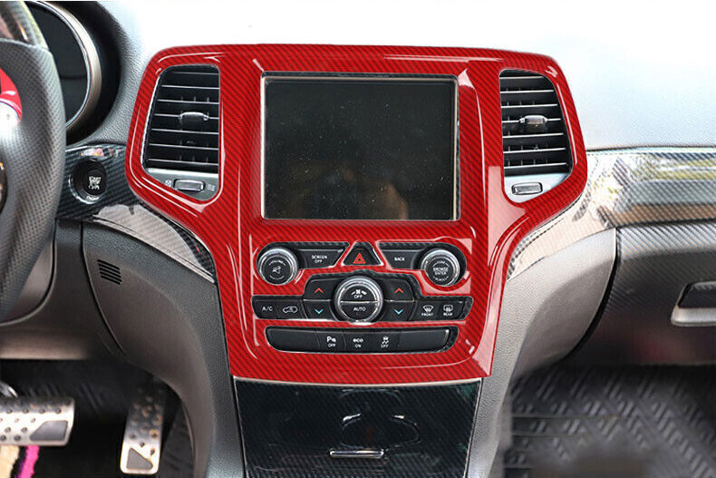 for Jeep Grand Cherokee 2014-2020 Red Carbon Fiber Central Navigation Cover Trim