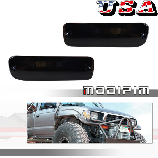2-Piece Smoked Front Bumper Turn Signal Light Housing Kit for 1995-00 for Toyota Tacoma