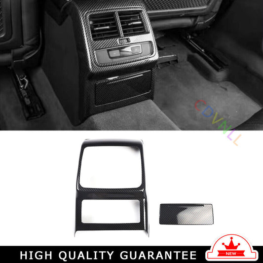 Inner Rear Air Outlet Vent Frame Trim 2PCS Fit for Audi A4L 17-19 Carbon Fiber