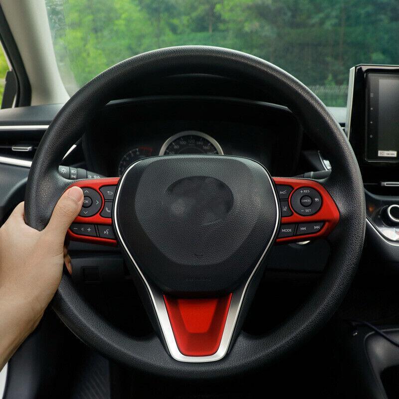 for Toyota for Corolla 2020-2023 Matte Red Inner Steering Wheel Button Cover Trim 3X