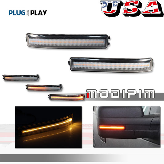 Sequential Blinker Amber LED Side Mirror Lights (Pair) for 2009-14 for Ford F150