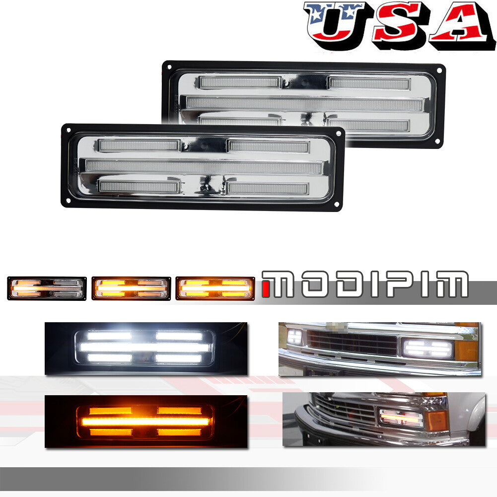 Suitable for 88-98 for GMC for Chevrolet C/K 1500/2500/3500 trucks, transparent lens DRL signal light x2.