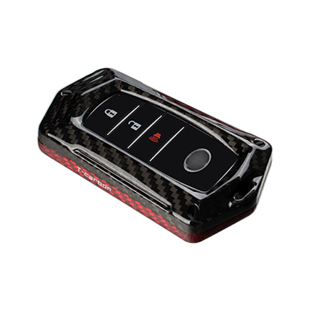 Carbon Fiber Car Key Fob Case Cover for Toyota Alphard RAV4 Hilux Red Black