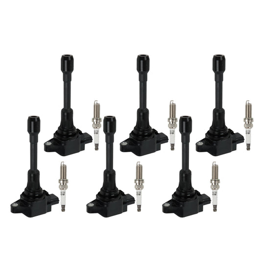 6 Pack Ignition Coils  Spark Plugs For 2008-2019 for Infiniti EX37 FX37 G37 UF617